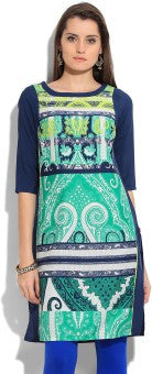 W WOMEN BLUE QUARTER SLEEVES KURTI